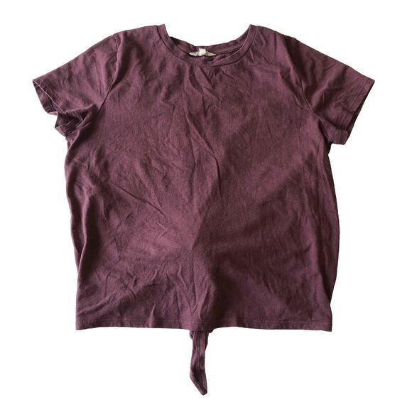 Madewell Women’s Short Sleeve Cropped Tee Back Knot Purple Size Medium - Picture 1 of 14